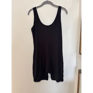 Poshdivah Black Scoop Neck Biker Romper Maternity Shapewear One Piece Bodysuit L